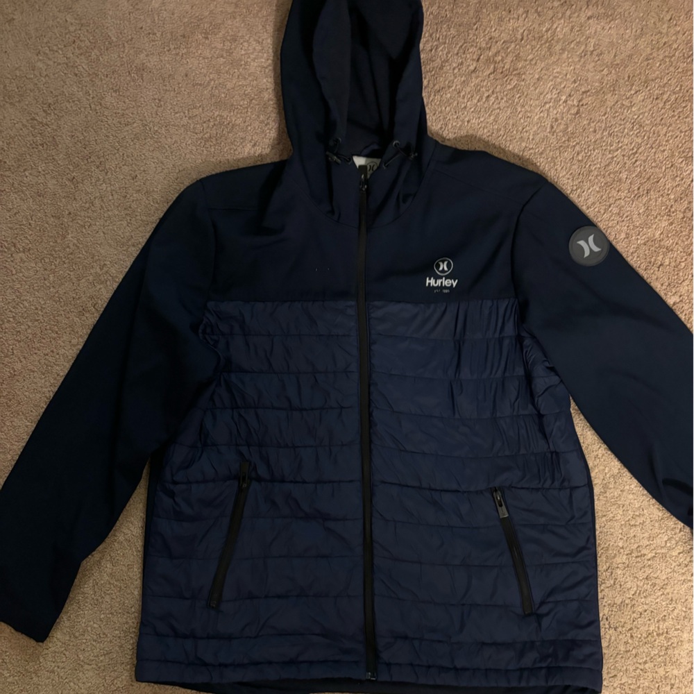 Hurley Sonora Quilted Windproof Hybrid Jacket Men's Size XL NavyWindbreaker
